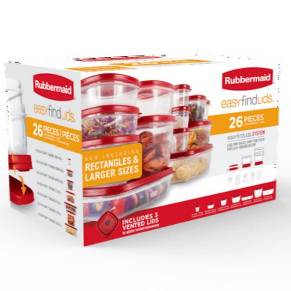 Rubbermaid Easy Find Lids Food Storage Containers, 8.5 Cup, 2-Piece